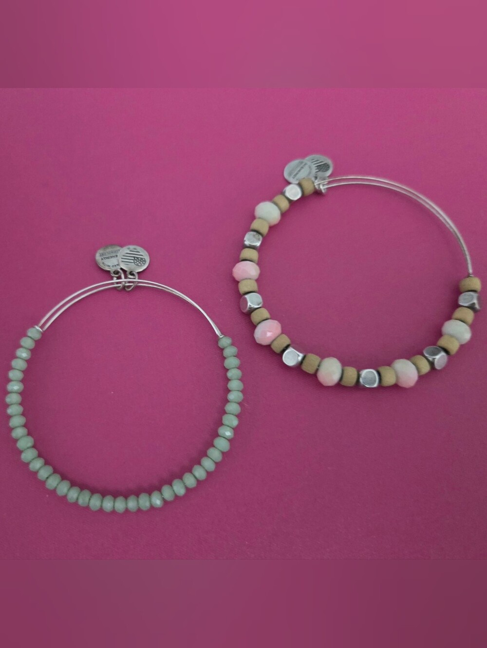 2 ALEX AND ANI Beaded Charm Bangles / Bracelets